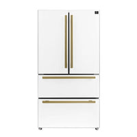 Forno Espresso Moena 36-inch 19.2 Cu.ft French Door Refrigerator in White with Antique Brass Handle (FFRBI1820-36WHT)