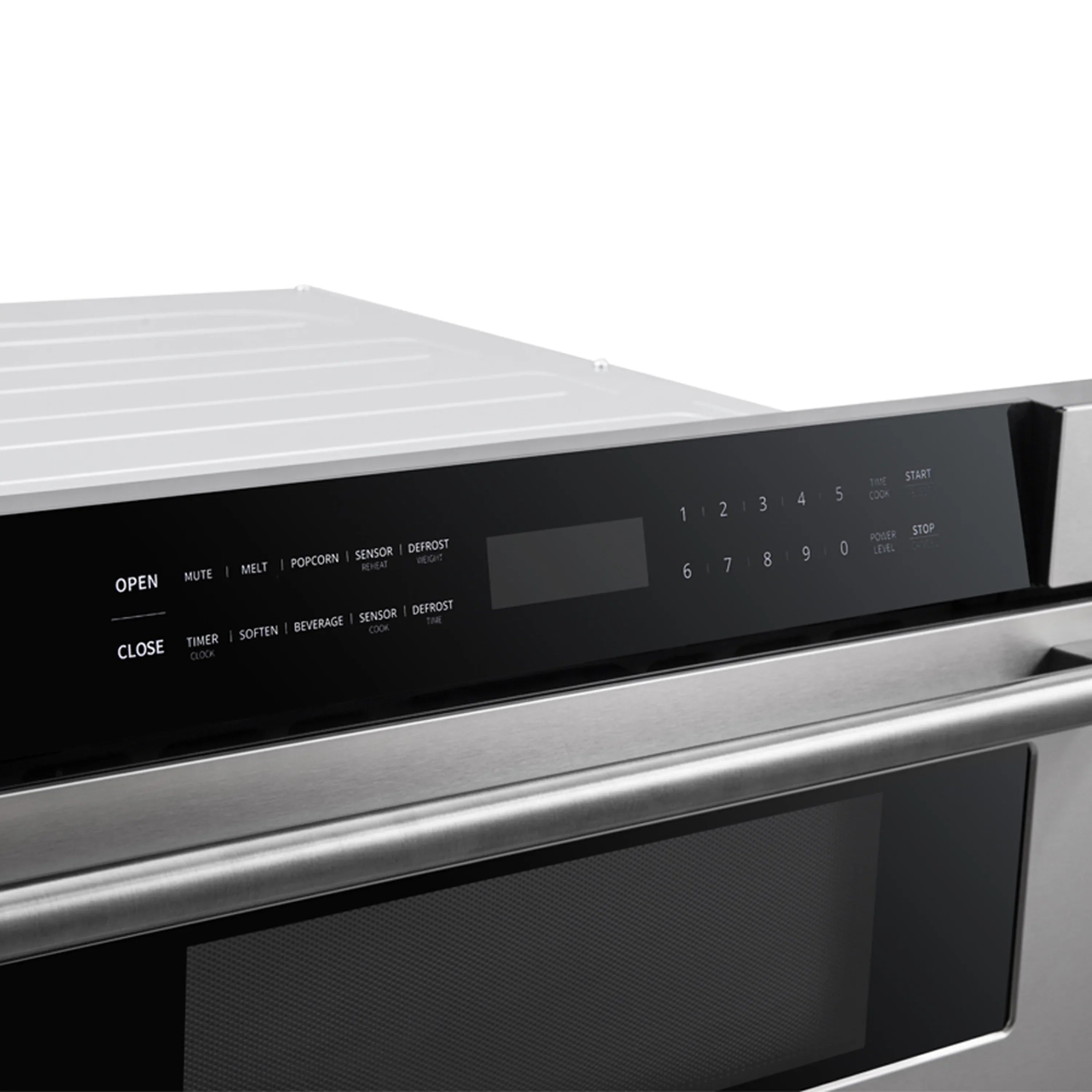 Stainless steel gas range control panel with black display