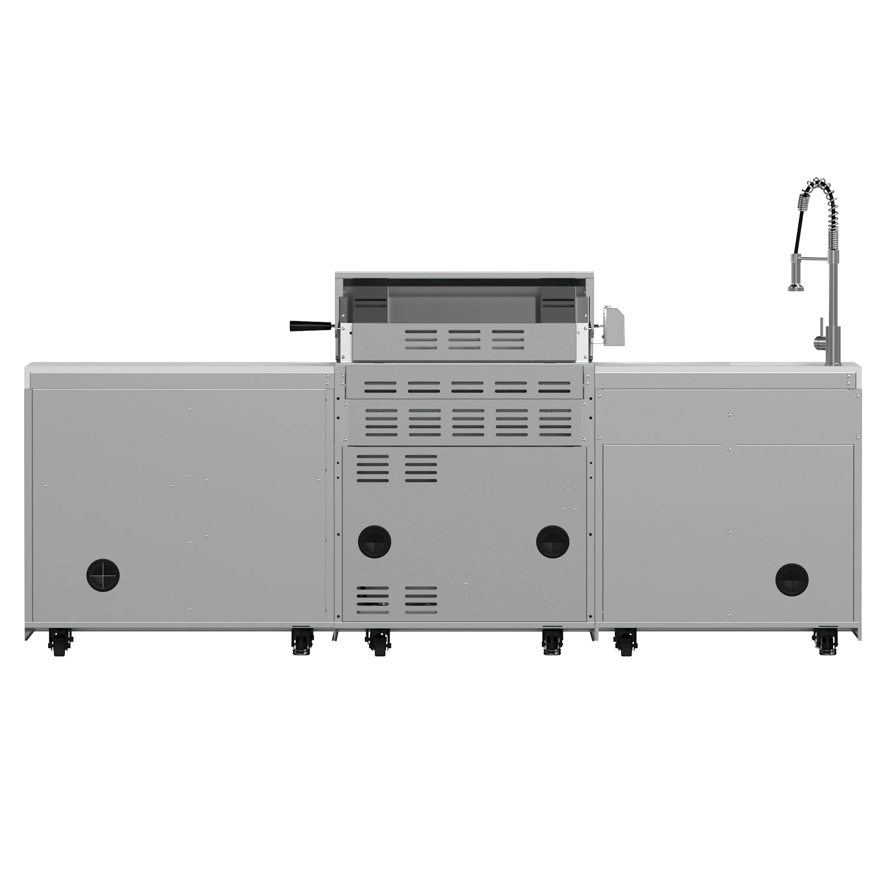 Forno Bulnes 30-inch outdoor BBQ grill rear panel with vents and hose-style outlet, gray/white