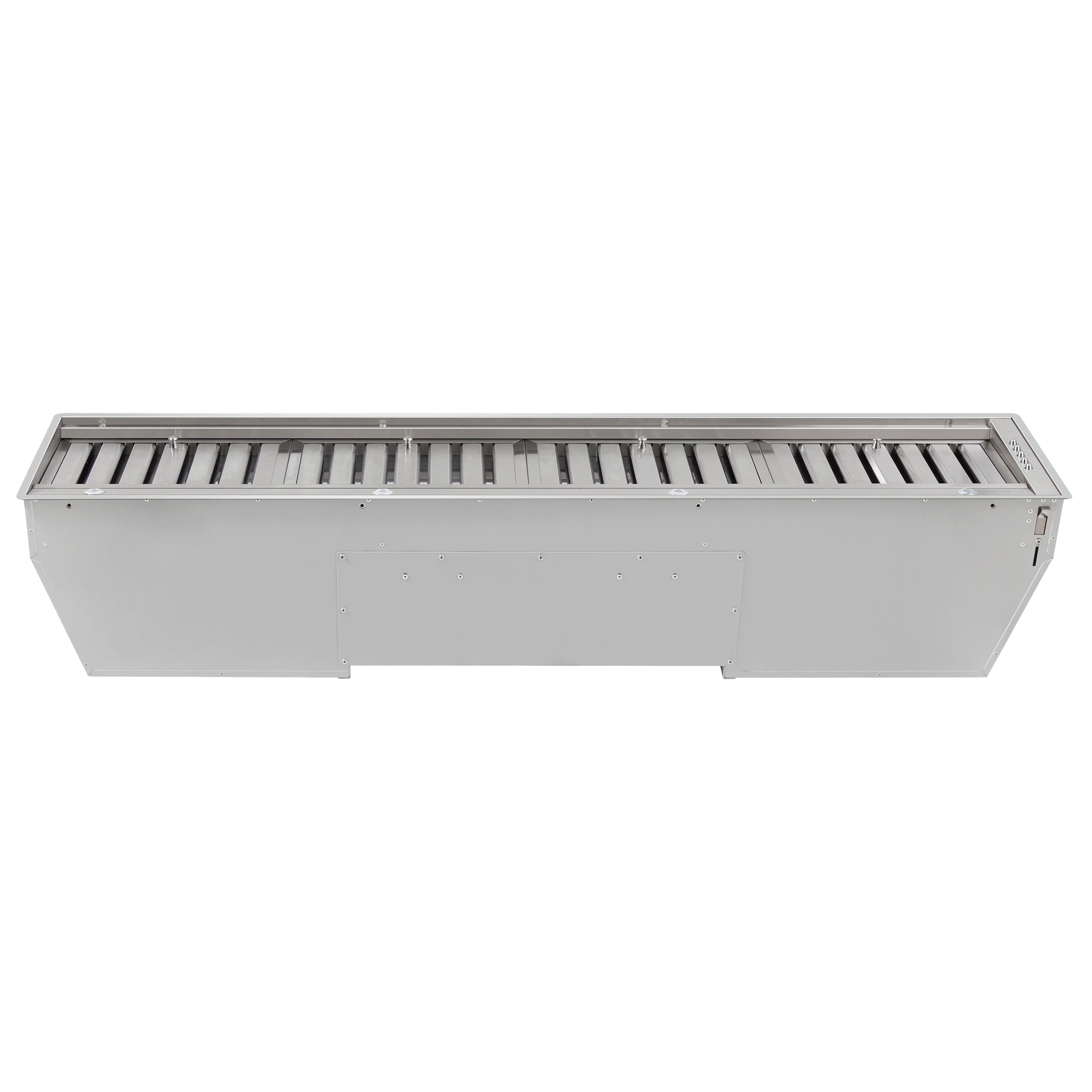 Stainless recessed range hood insert top panel with vent slats