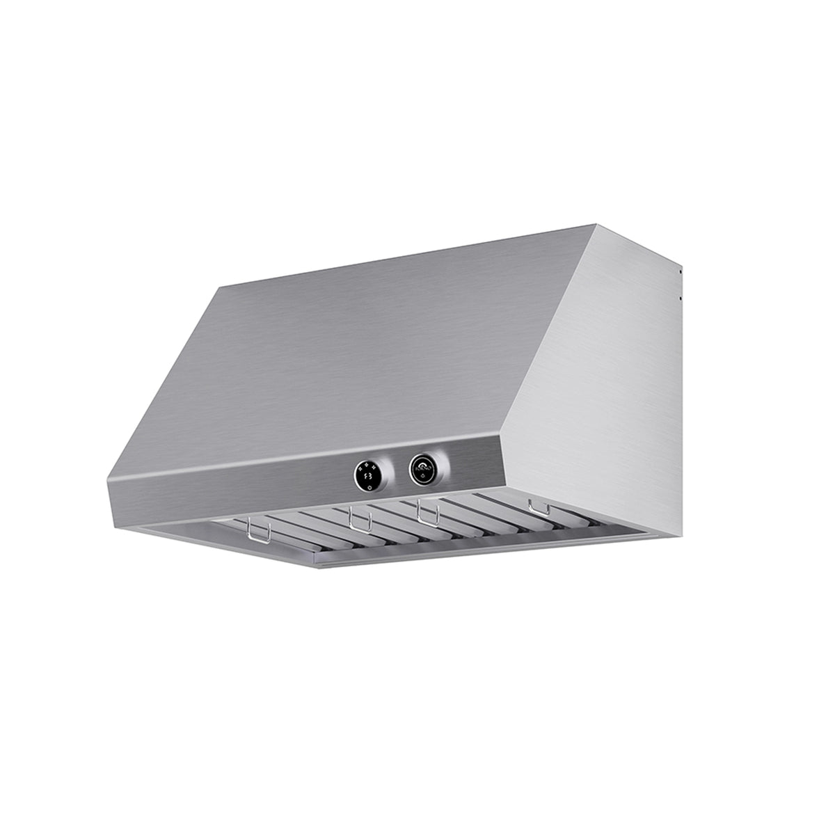 Stainless steel under-cabinet range hood with vent hood body and retractable filters