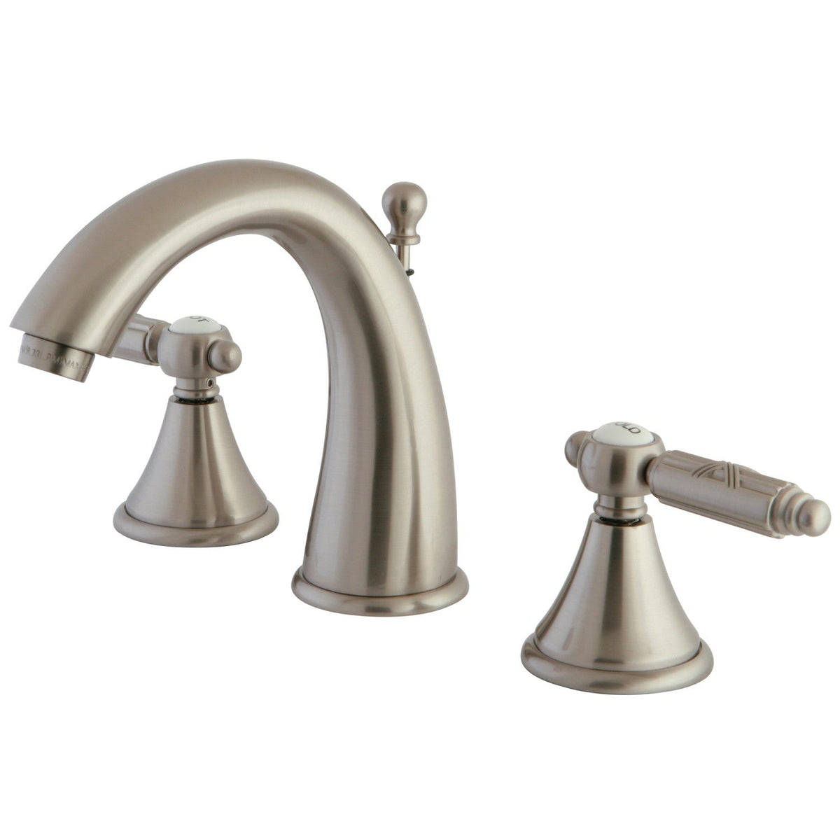 Georgian Widespread Bathroom Faucet with Brass Pop-Up in Brushed Nickel