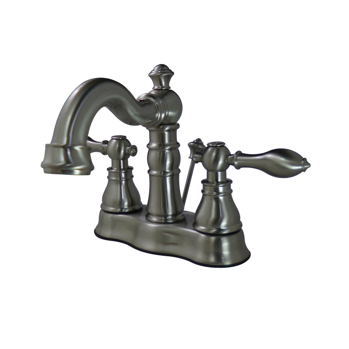 American Classic Double-Handle 4" Centerset Bathroom Faucet with Brass Pop-Up in Brushed Nickel