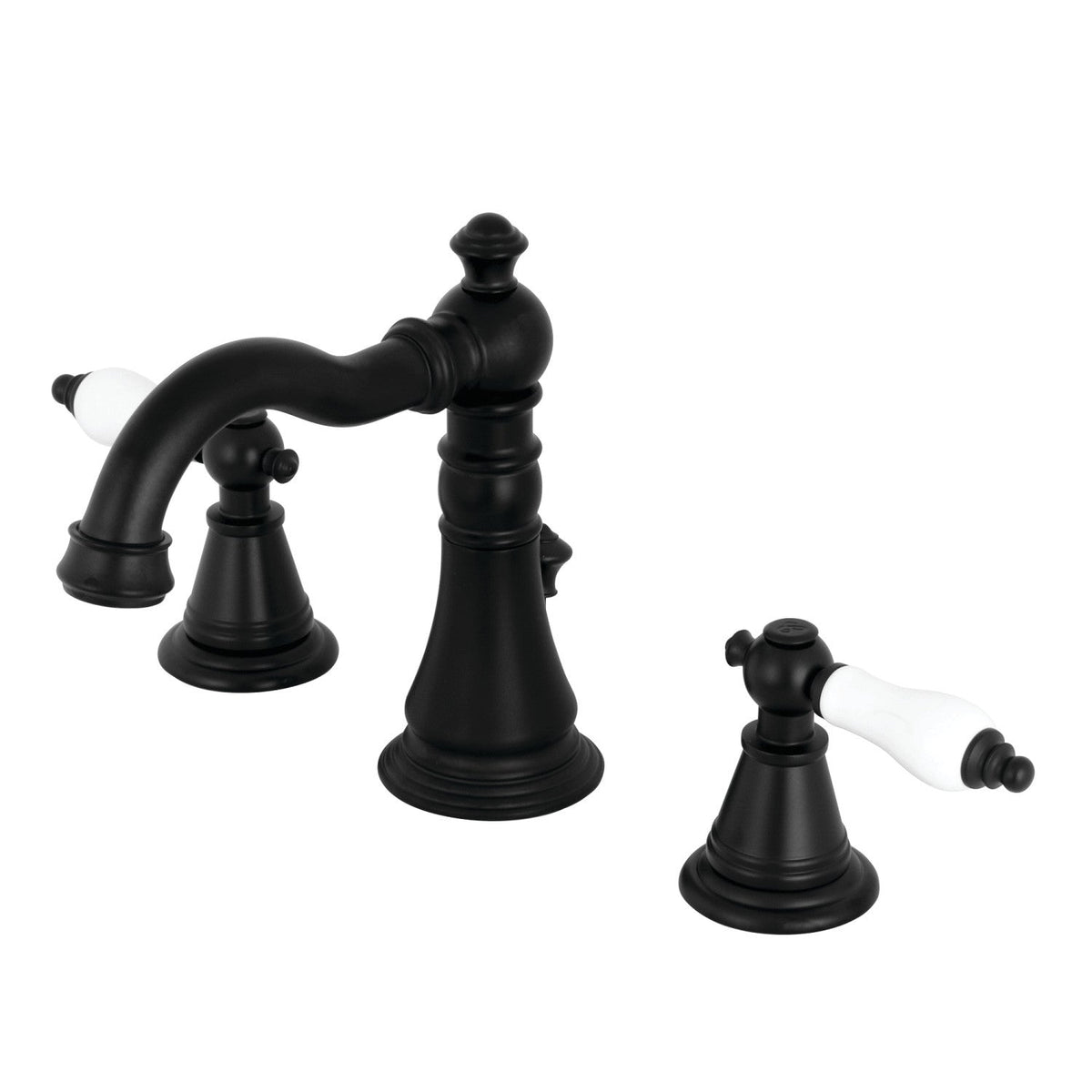 English Classic Widespread Bathroom Faucet with Brass Pop-Up in Matte Black