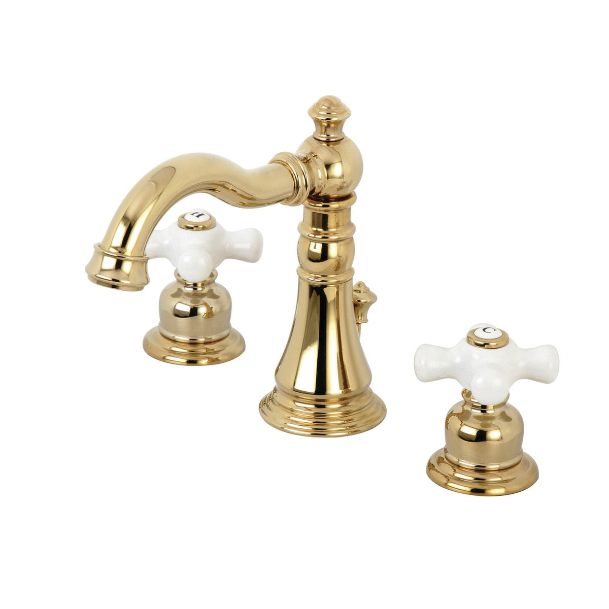 American Classic Widespread Bathroom Faucet with Pop-Up Drain in Polished Brass