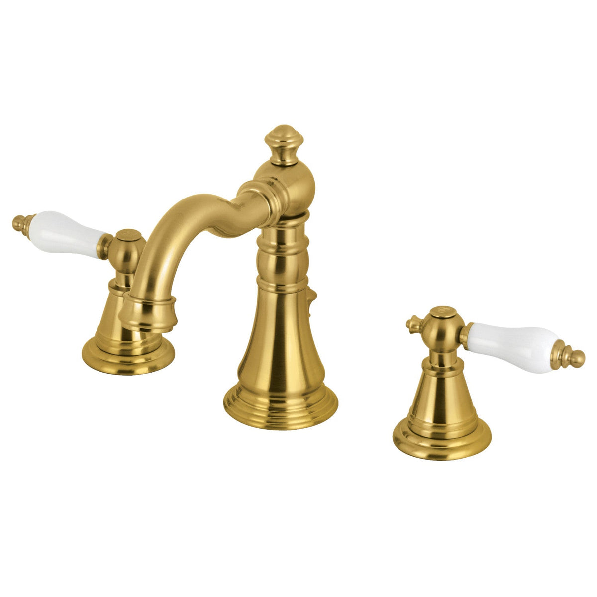 English Classic Widespread Bathroom Faucet with Brass Pop-Up in Brushed Brass
