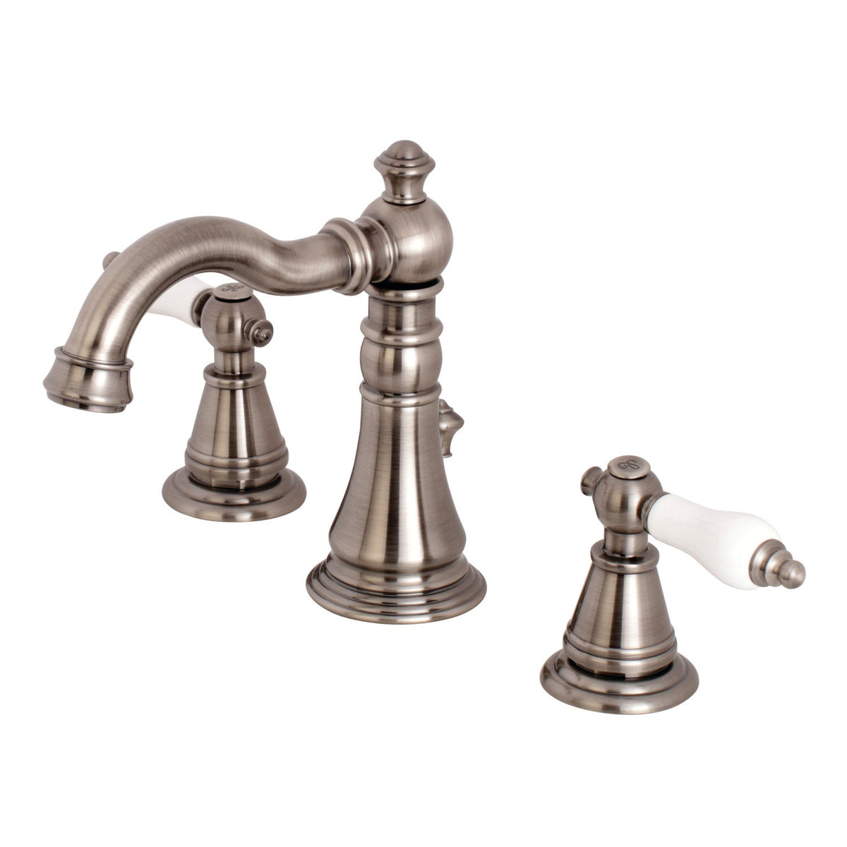 English Classic Widespread Bathroom Faucet with Brass Pop-Up in Black Stainless
