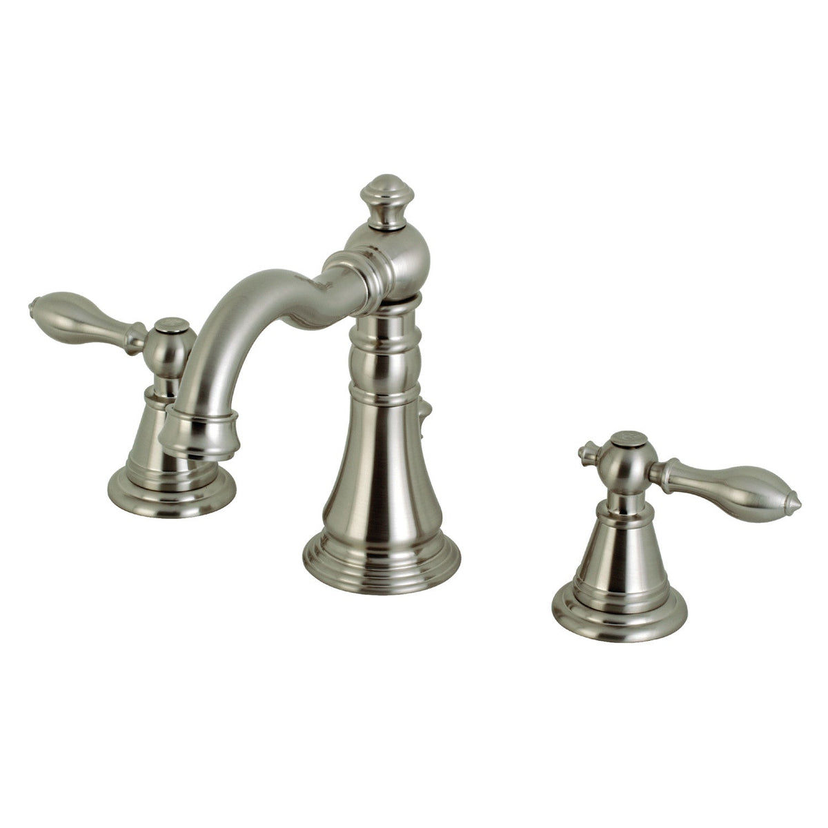 English Classic Widespread Bathroom Faucet with Pop-Up Drain in Brushed Nickel