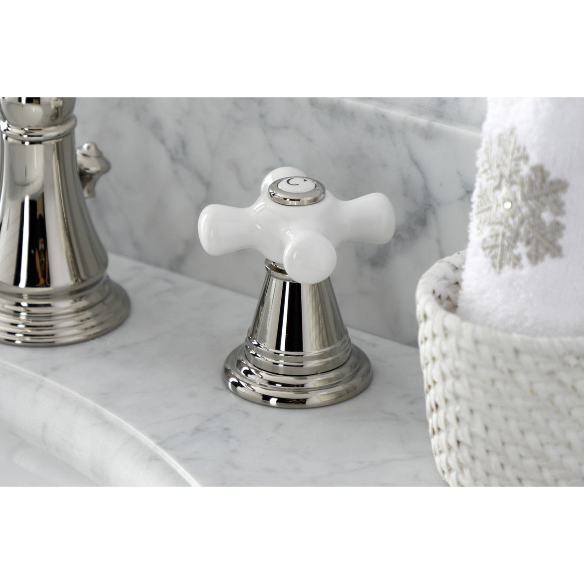 American Classic Widespread Bathroom Faucet with Brass Pop-Up in Polished Nickel