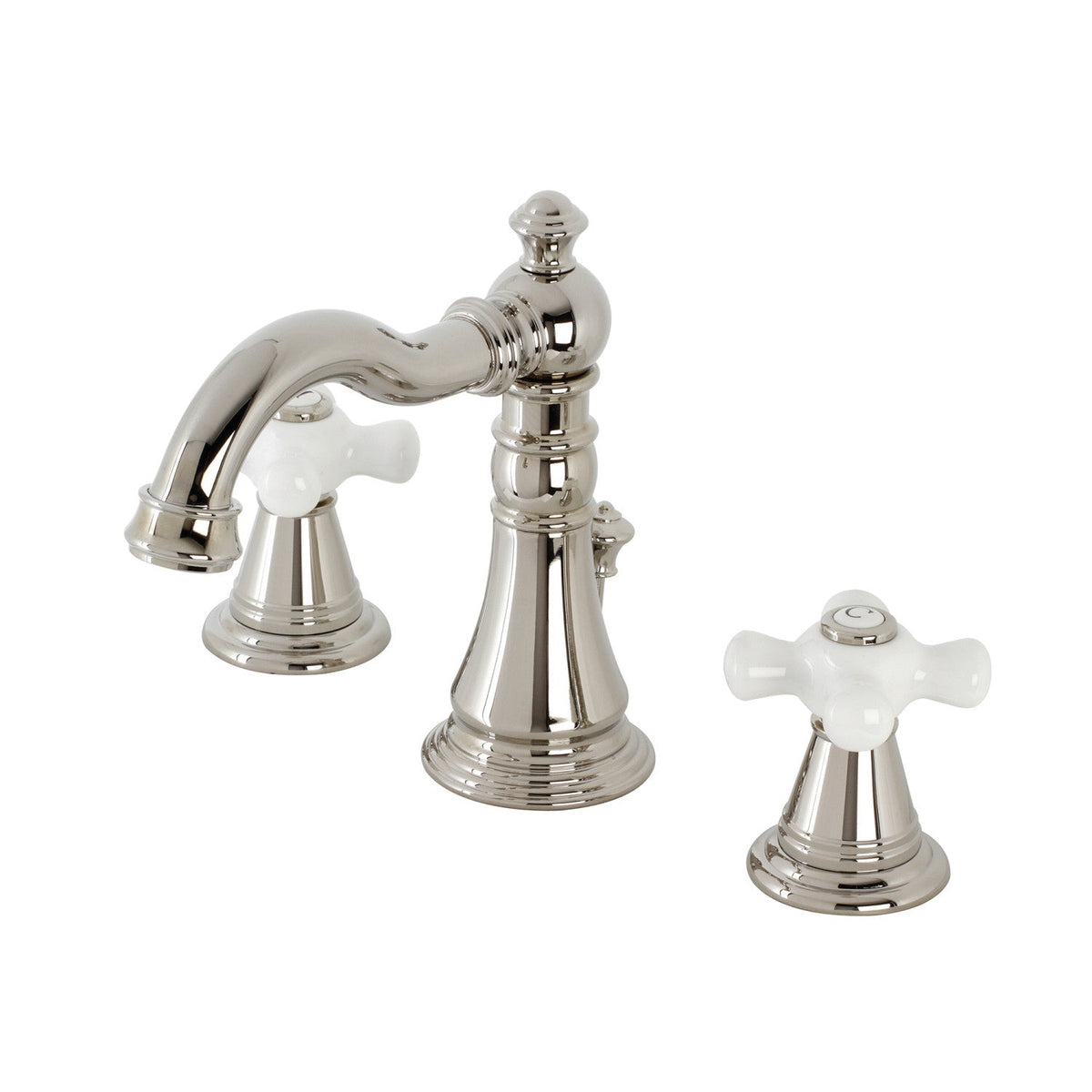 American Classic Widespread Bathroom Faucet with Brass Pop-Up in Polished Nickel