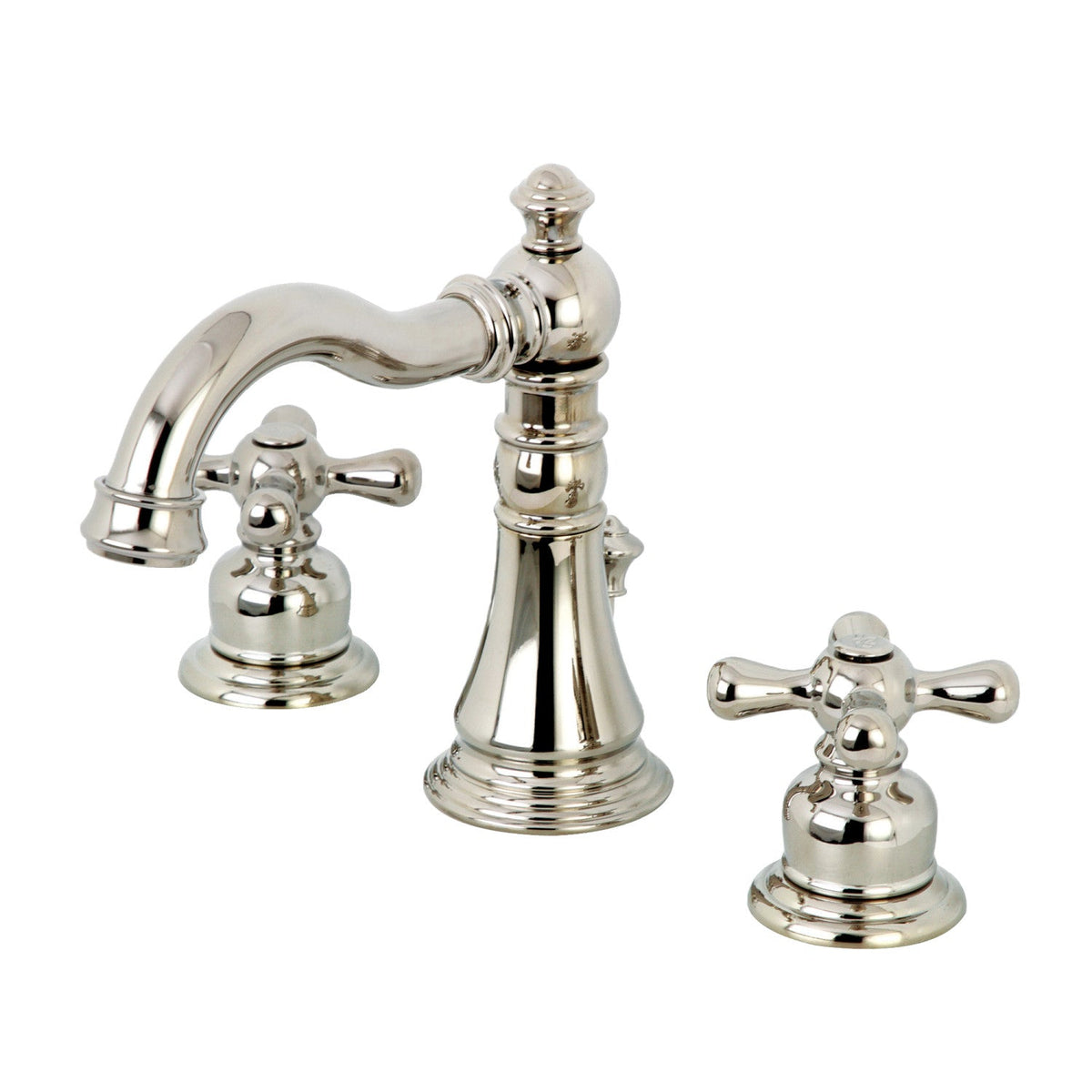 American Classic Widespread Bathroom Faucet with Brass Pop-Up in Polished Nickel