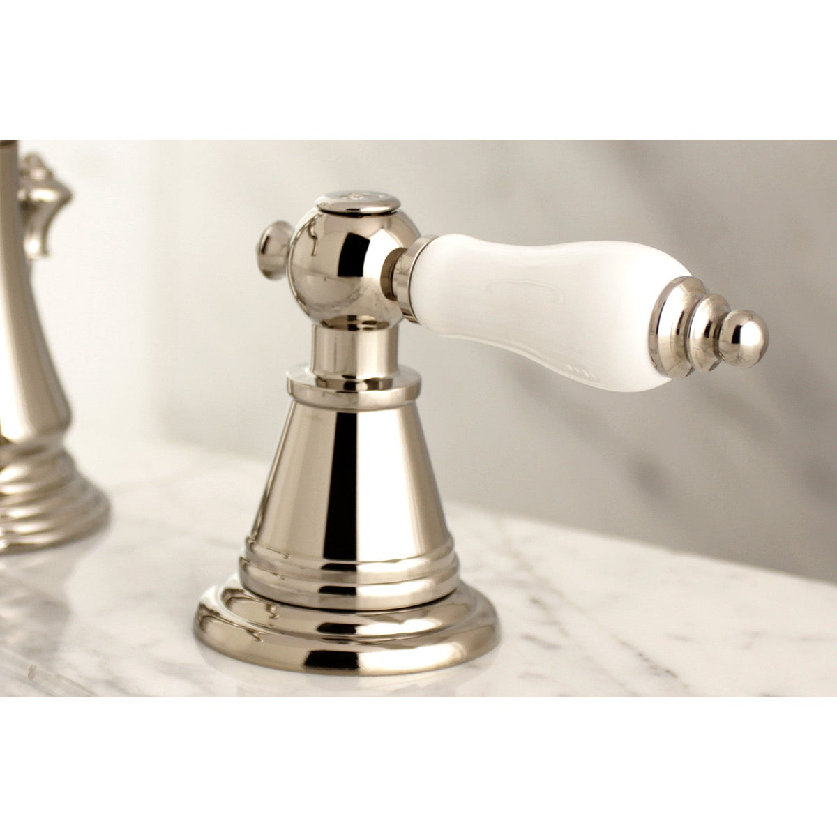 English Classic Widespread Bathroom Faucet with Brass Pop-Up in Polished Nickel