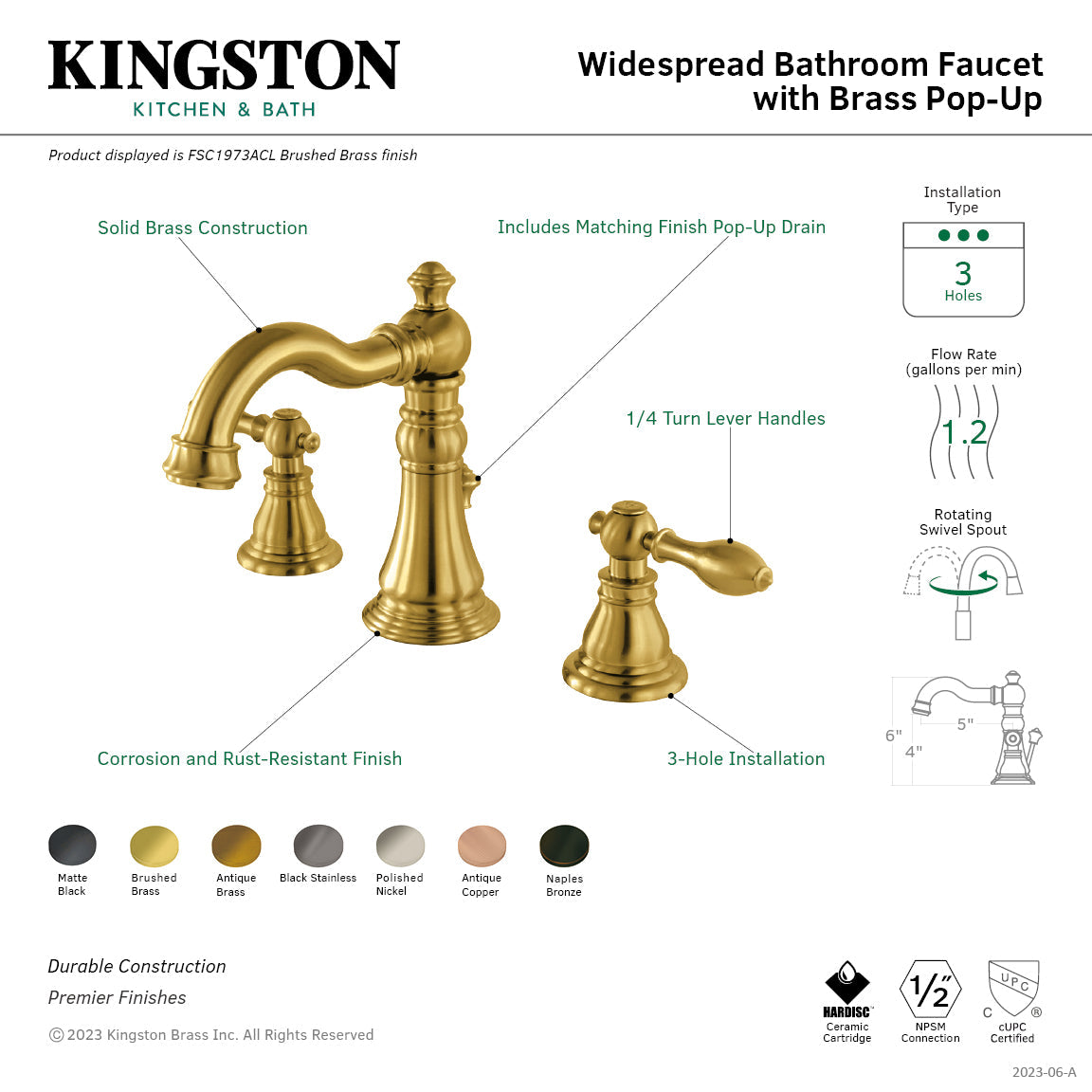 American Classic Widespread Bathroom Faucet with Brass Pop-Up in Antique Copper