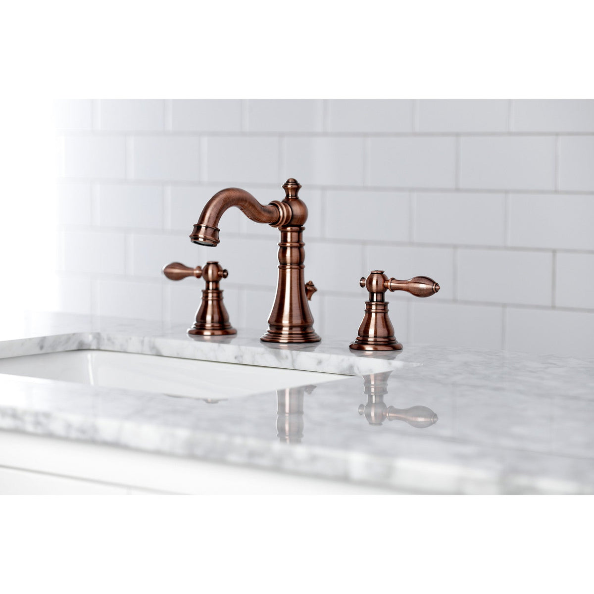 American Classic Widespread Bathroom Faucet with Brass Pop-Up in Antique Copper