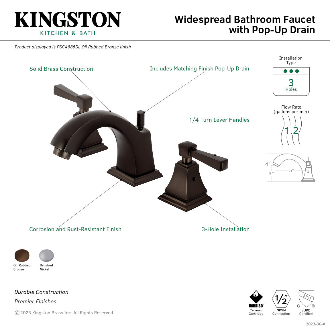 Concord Widespread Bathroom Faucet with Pop-Up Drain in Brushed Nickel