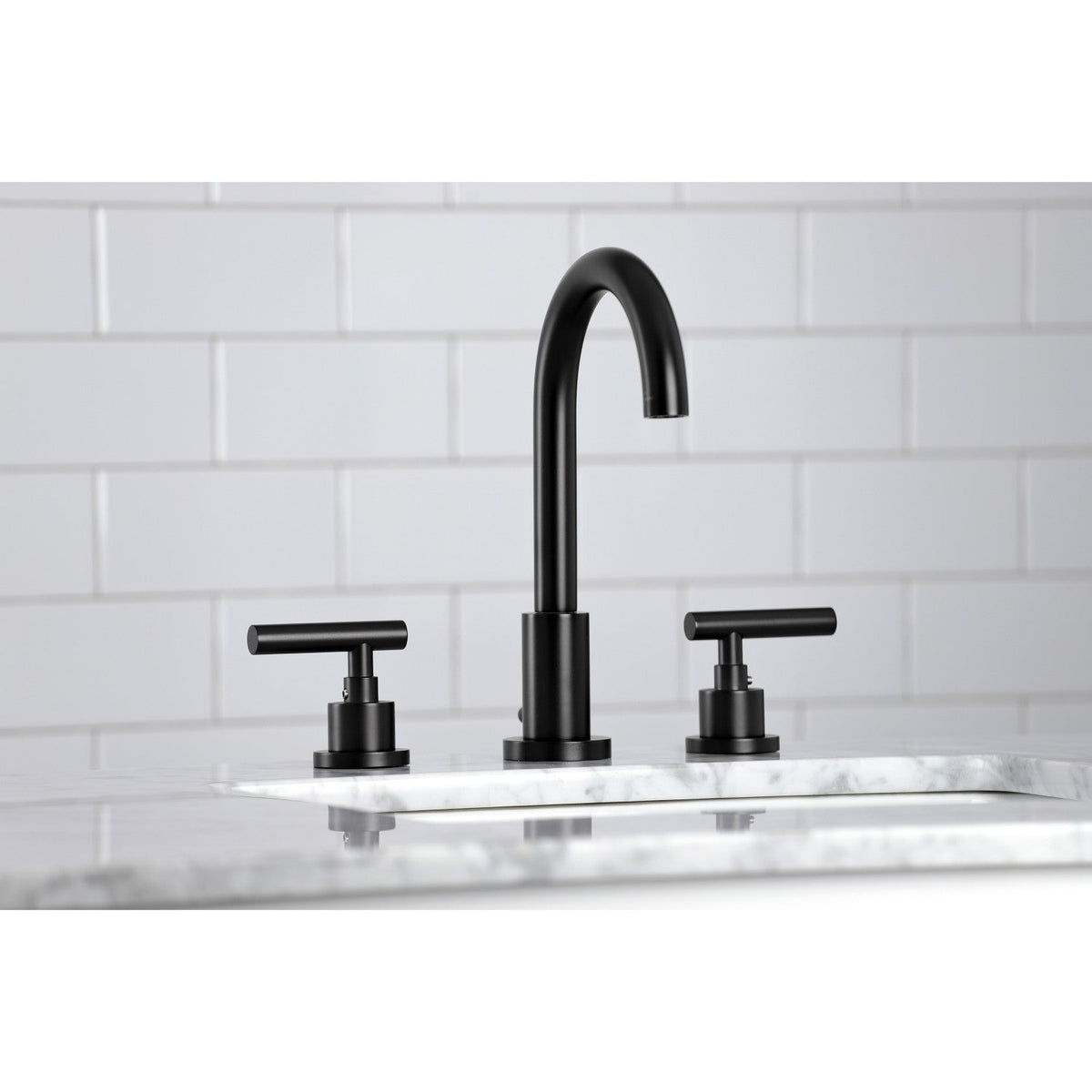 Manhattan Widespread Bathroom Faucet with Brass Pop-Up in Matte Black