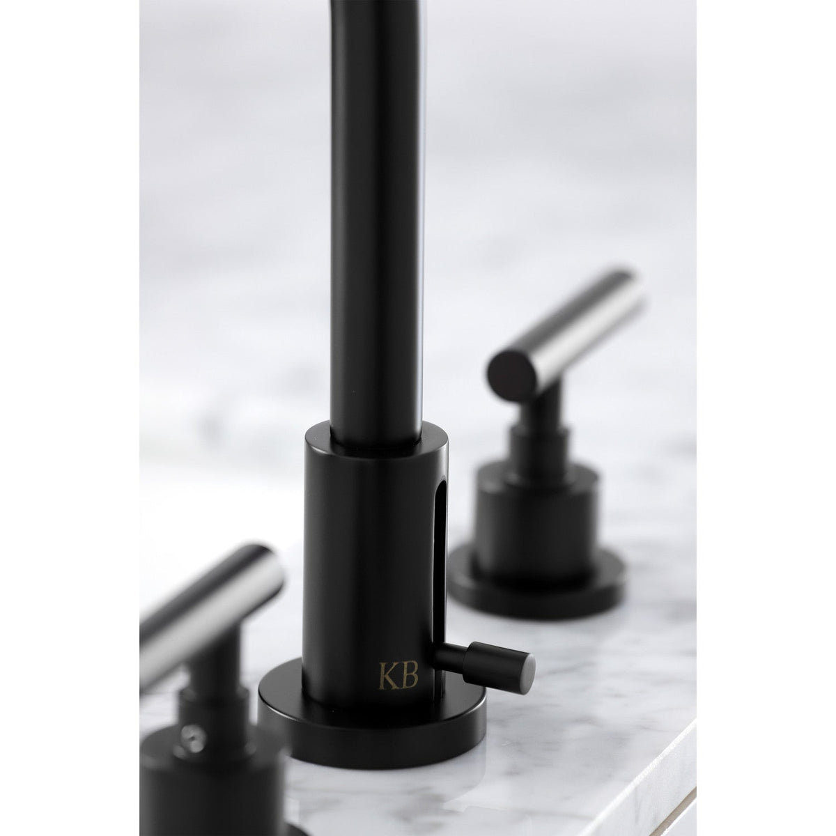 Manhattan Widespread Bathroom Faucet with Brass Pop-Up in Matte Black