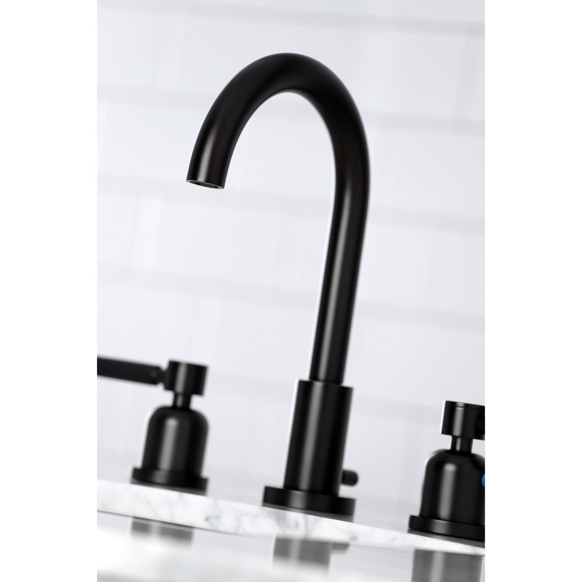 Kaiser Widespread Bathroom Faucet with Brass Pop-Up in Matte Black
