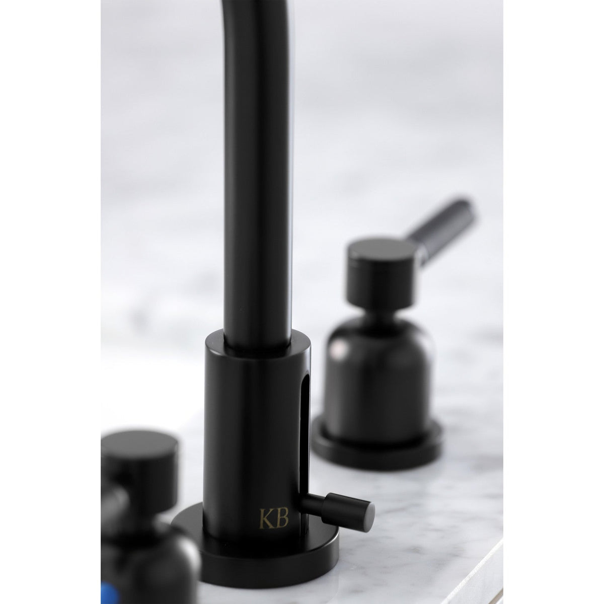 Kaiser Widespread Bathroom Faucet with Brass Pop-Up in Matte Black