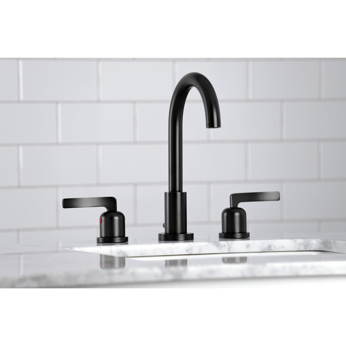 Centurion Widespread Bathroom Faucet with Brass Pop-Up in Matte Black