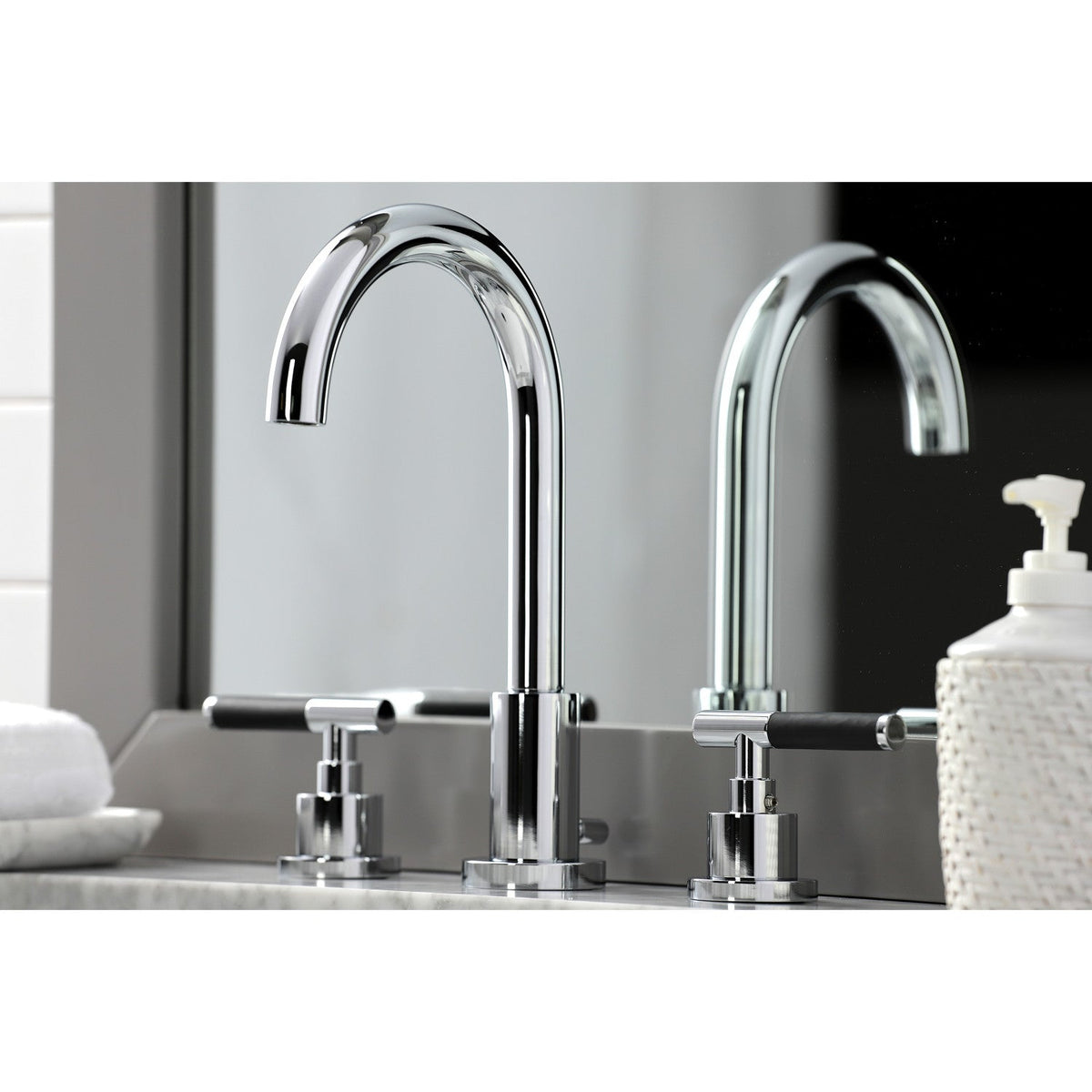 Kaiser Widespread Bathroom Faucet with Brass Pop-Up in Polished Chrome