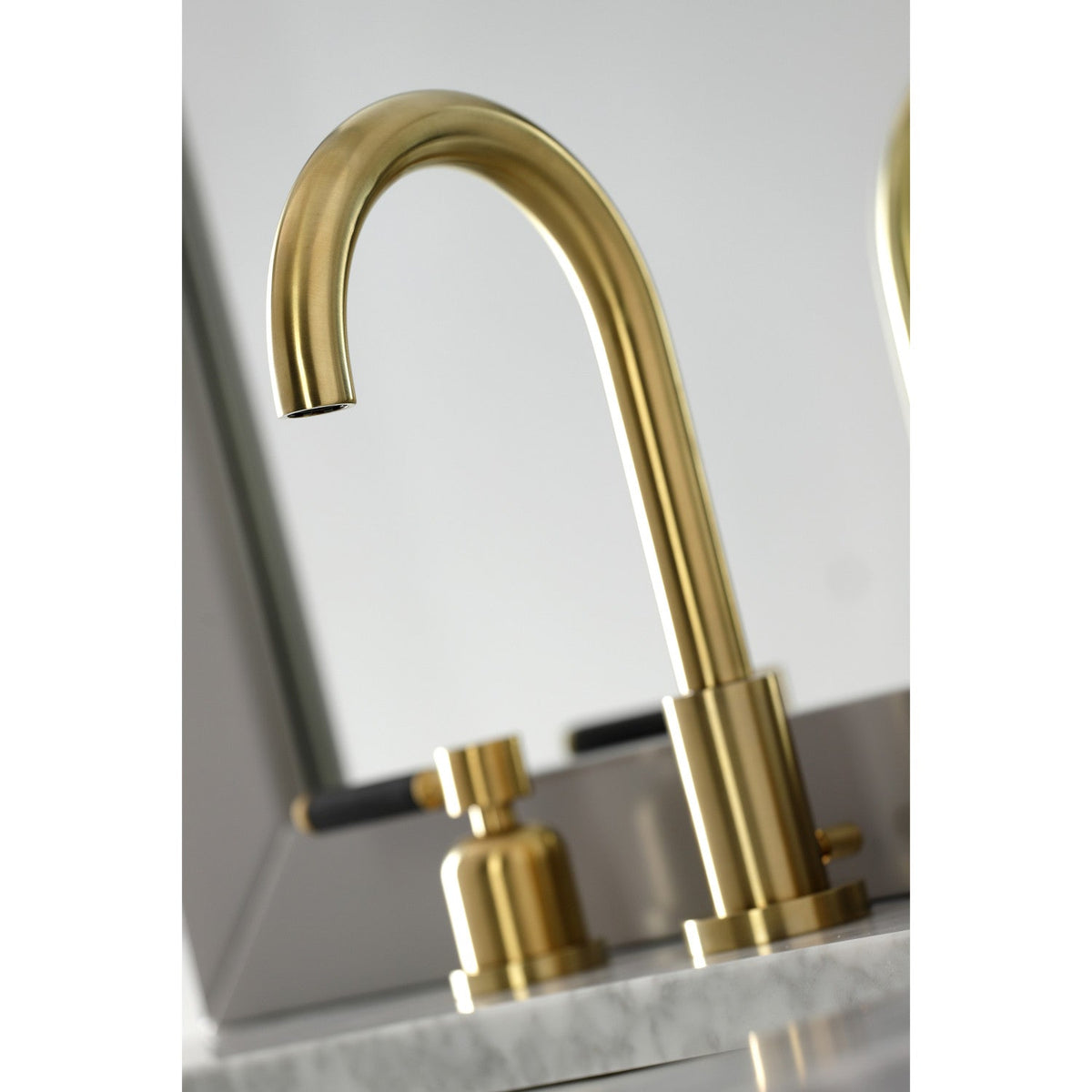 Kaiser Widespread Bathroom Faucet with Brass Pop-Up in Brushed Brass