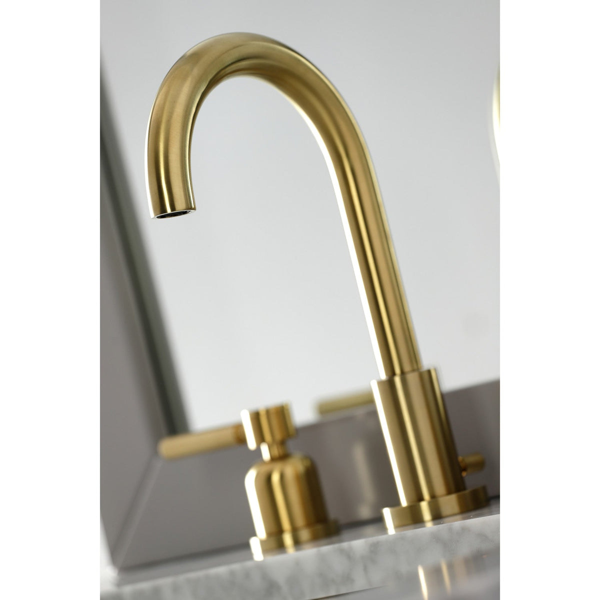 Concord Widespread Bathroom Faucet with Brass Pop-Up in Brushed Brass