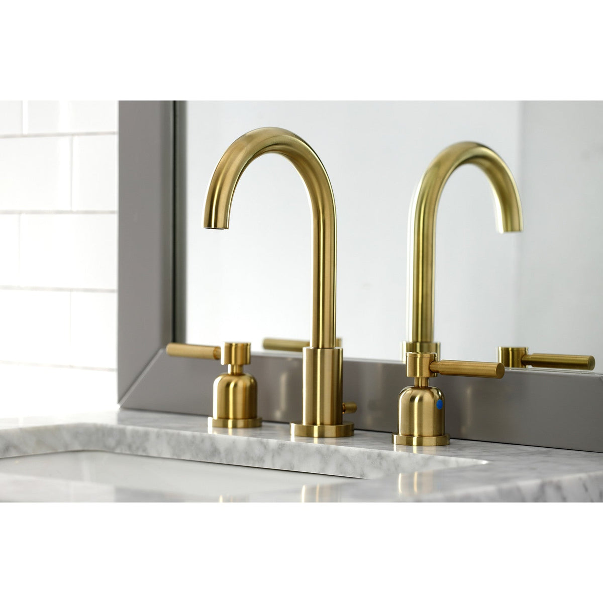 Concord Widespread Bathroom Faucet with Brass Pop-Up in Brushed Brass