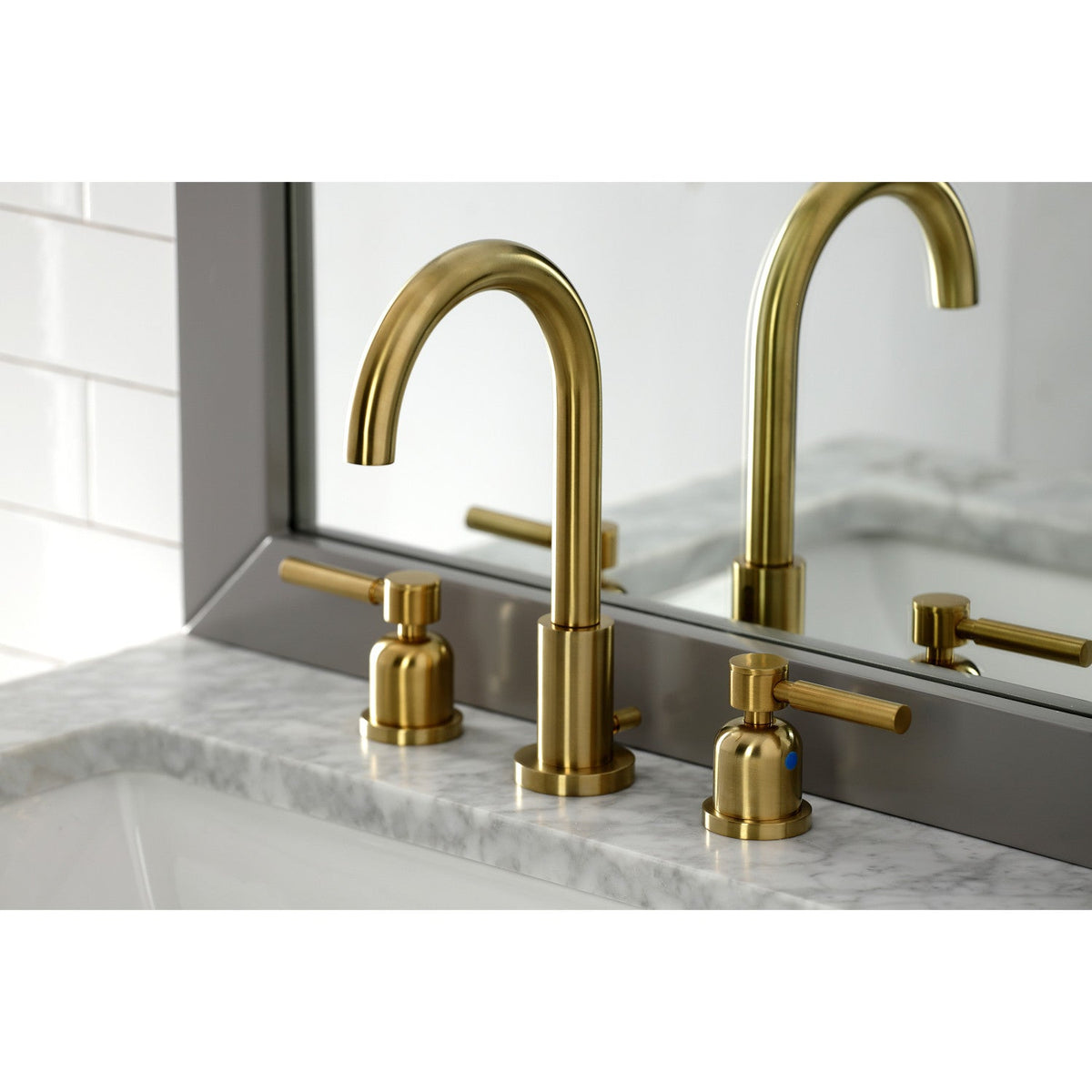 Concord Widespread Bathroom Faucet with Brass Pop-Up in Brushed Brass
