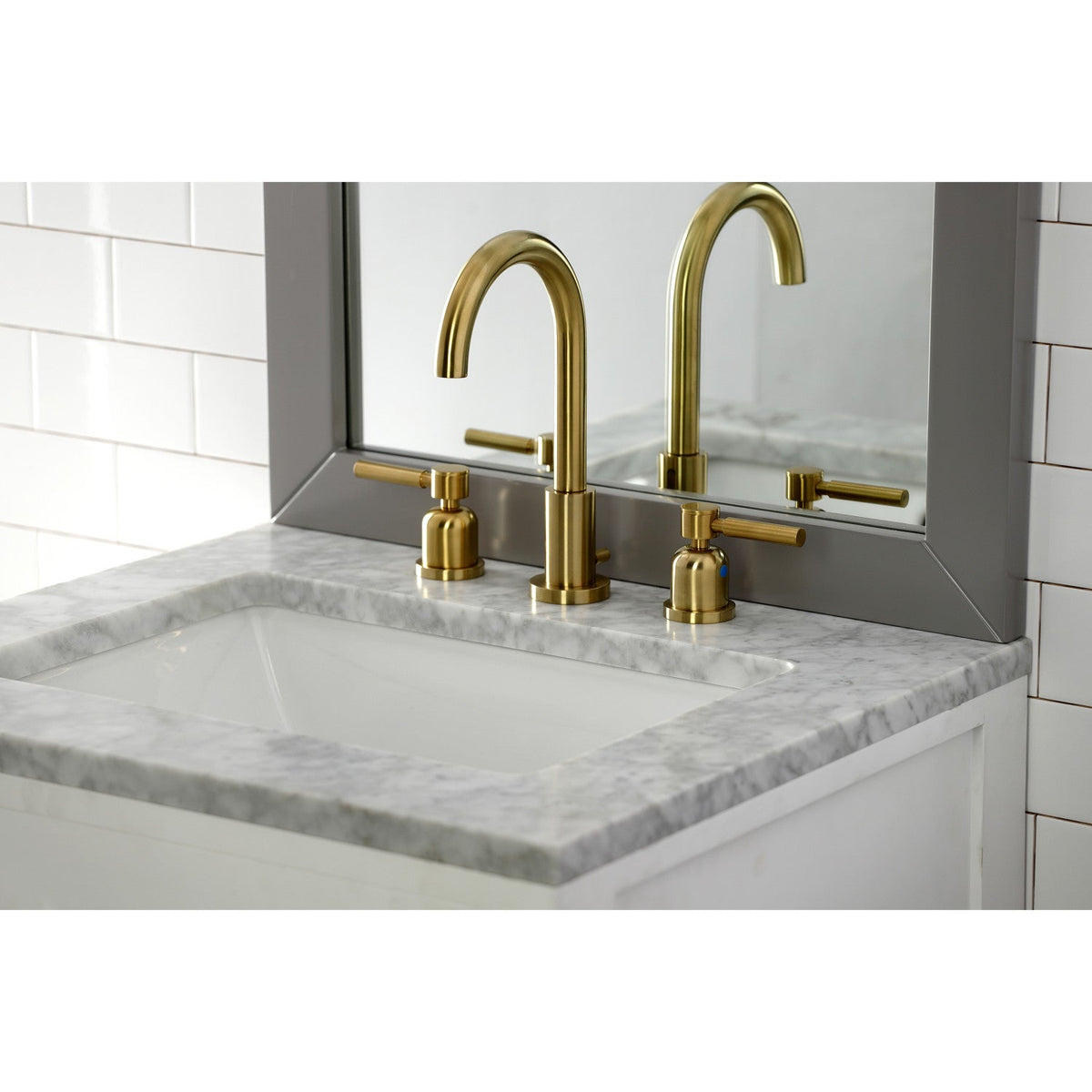 Concord Widespread Bathroom Faucet with Brass Pop-Up in Brushed Brass