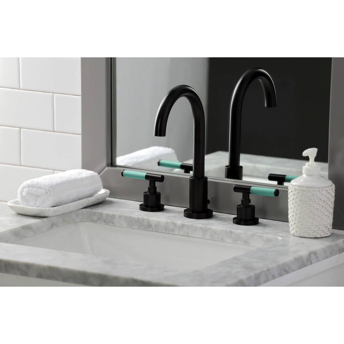 Kaiser Widespread Bathroom Faucet with Brass Pop-Up in Oil Rubbed Bronze