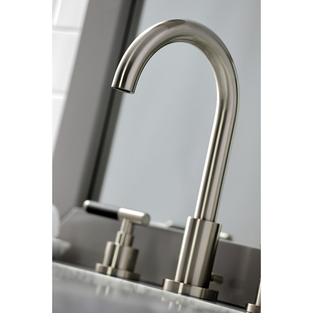 Kaiser Widespread Bathroom Faucet with Brass Pop-Up in Brushed Nickel