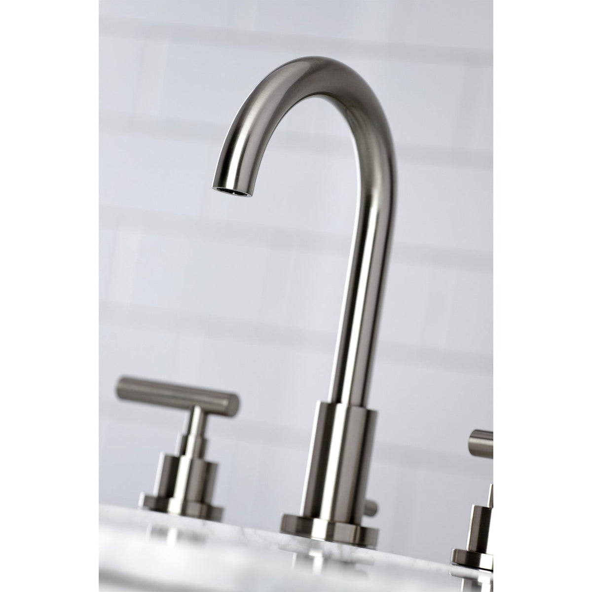 Manhattan Widespread Bathroom Faucet with Brass Pop-Up in Brushed Nickel