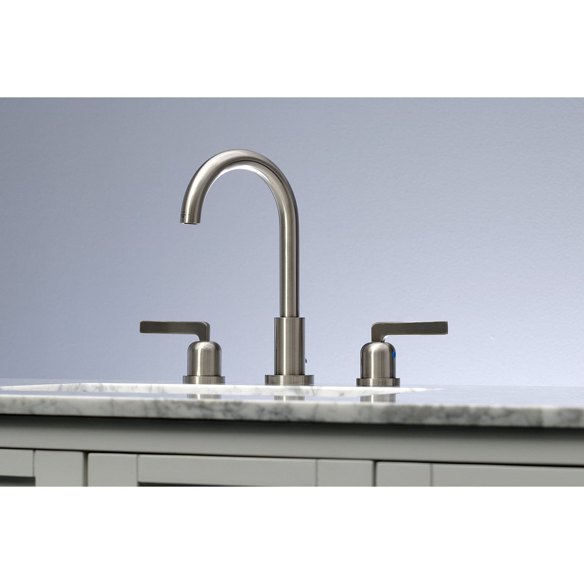 Centurion Widespread Bathroom Faucet with Brass Pop-Up in Brushed Nickel