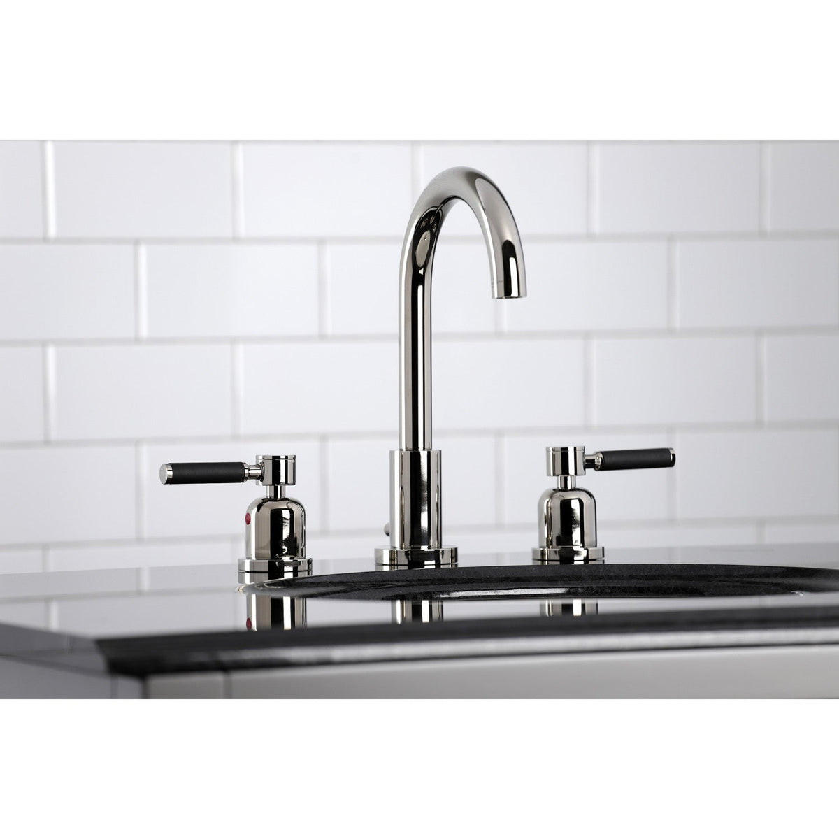 Kaiser Widespread Bathroom Faucet with Brass Pop-Up in Polished Nickel