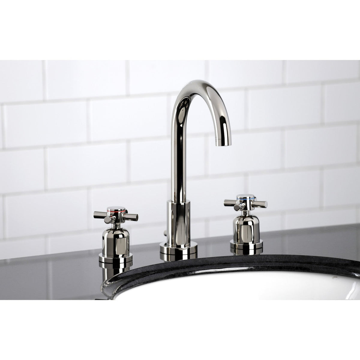 Concord Widespread Bathroom Faucet with Brass Pop-Up in Polished Nickel