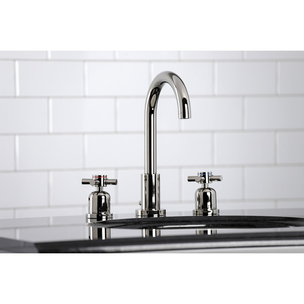 Concord Widespread Bathroom Faucet with Brass Pop-Up in Polished Nickel