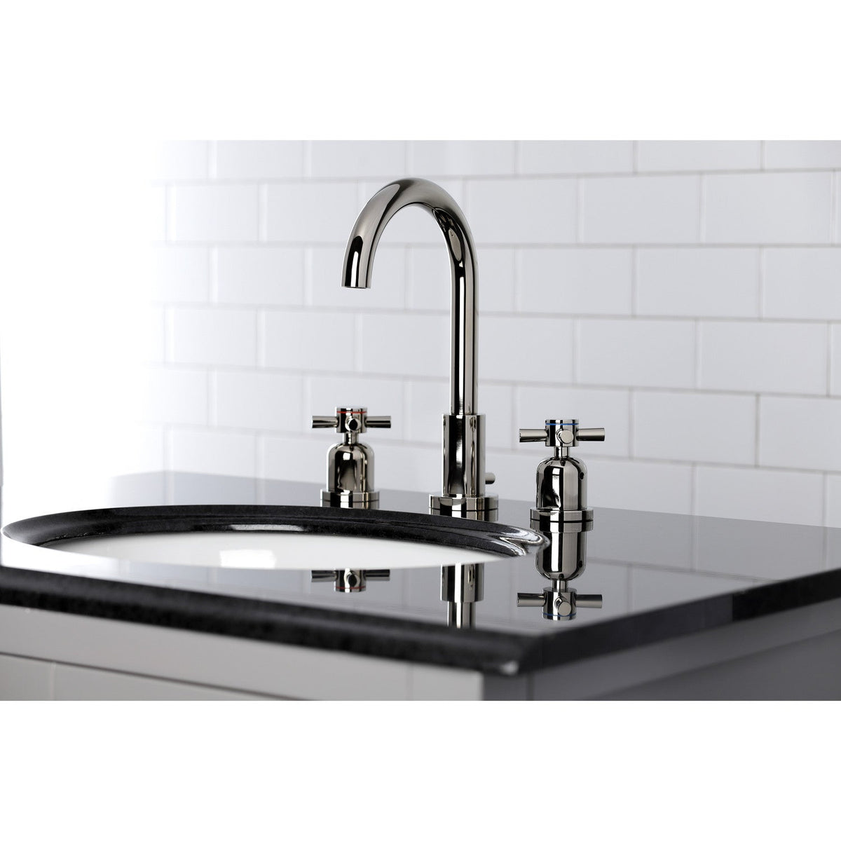 Concord Widespread Bathroom Faucet with Brass Pop-Up in Polished Nickel