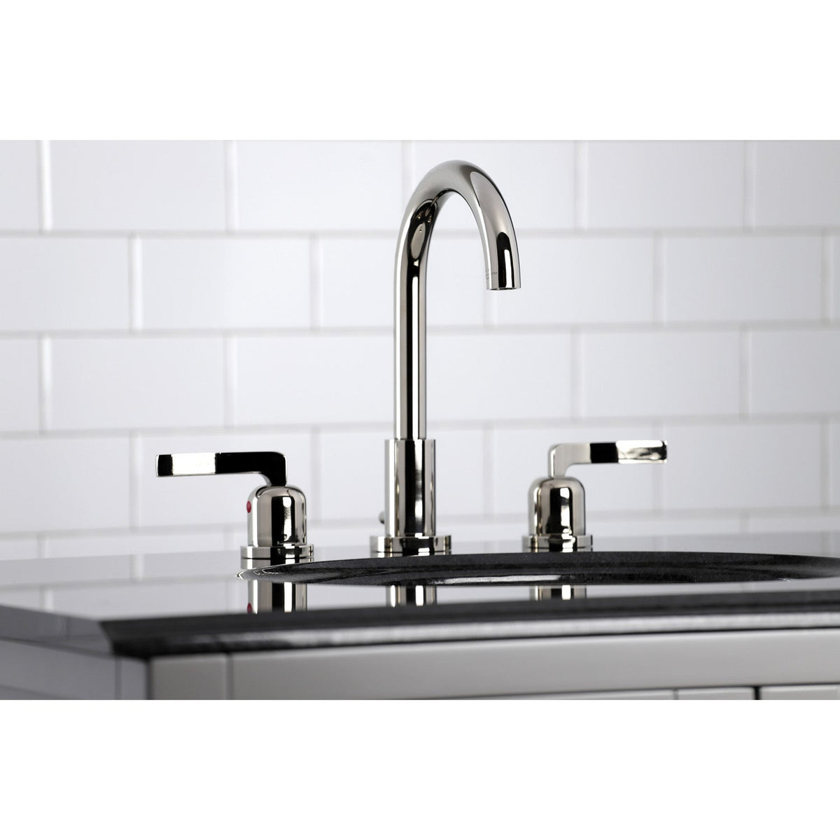 Centurion Widespread Bathroom Faucet with Brass Pop-Up in Polished Nickel