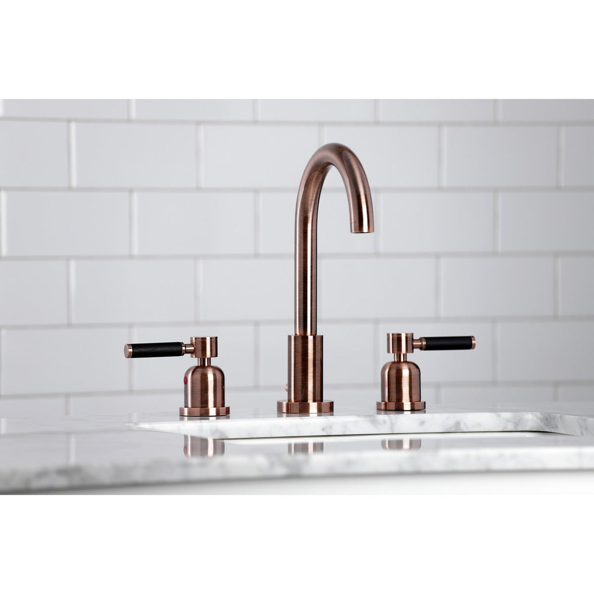 Kaiser Widespread Bathroom Faucet with Brass Pop-Up in Antique Copper