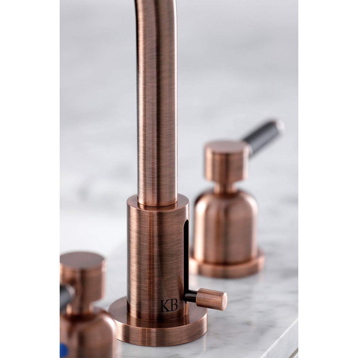 Kaiser Widespread Bathroom Faucet with Brass Pop-Up in Antique Copper