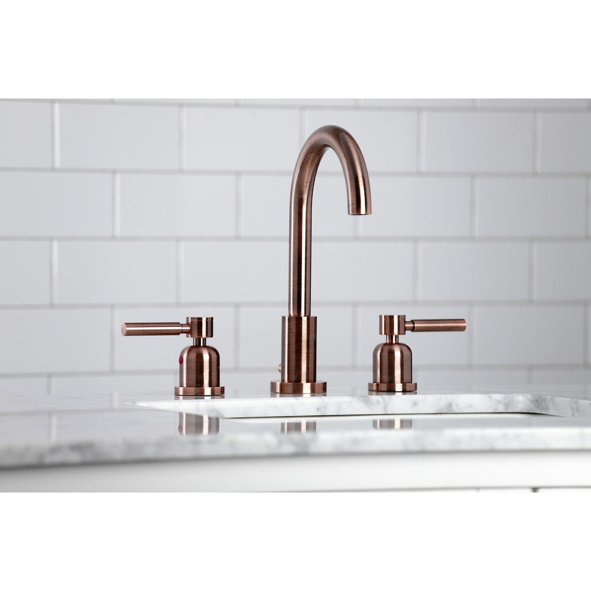 Concord Widespread Bathroom Faucet with Brass Pop-Up in Antique Copper