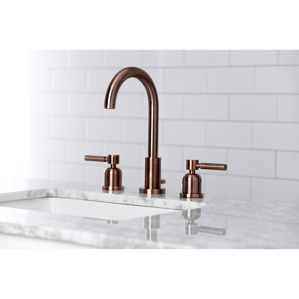 Concord Widespread Bathroom Faucet with Brass Pop-Up in Antique Copper