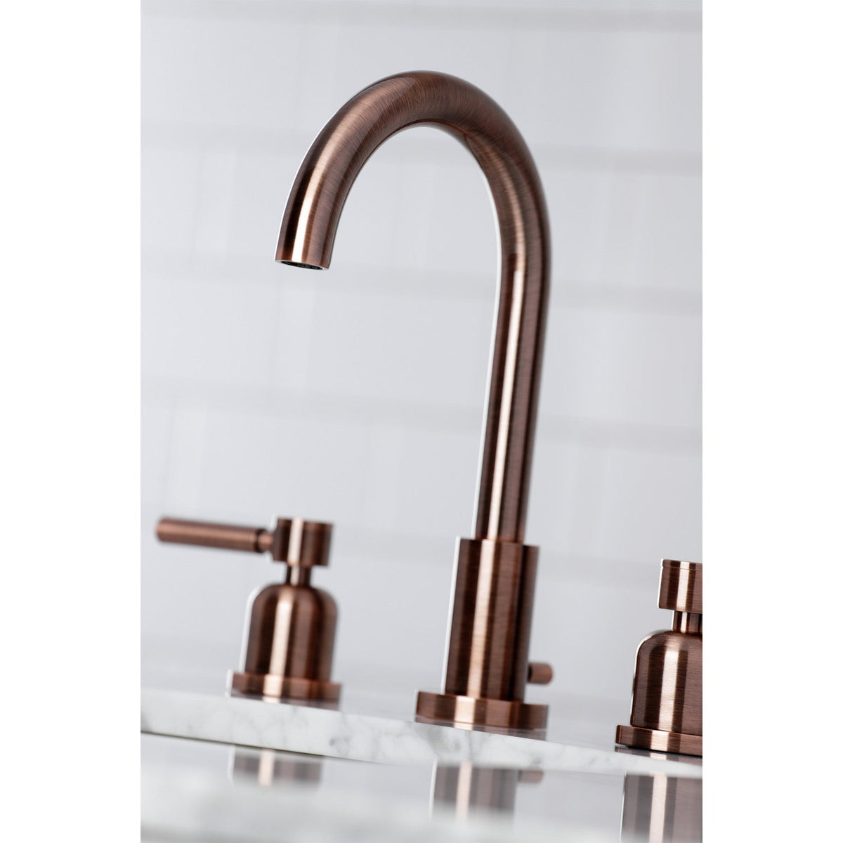 Concord Widespread Bathroom Faucet with Brass Pop-Up in Antique Copper