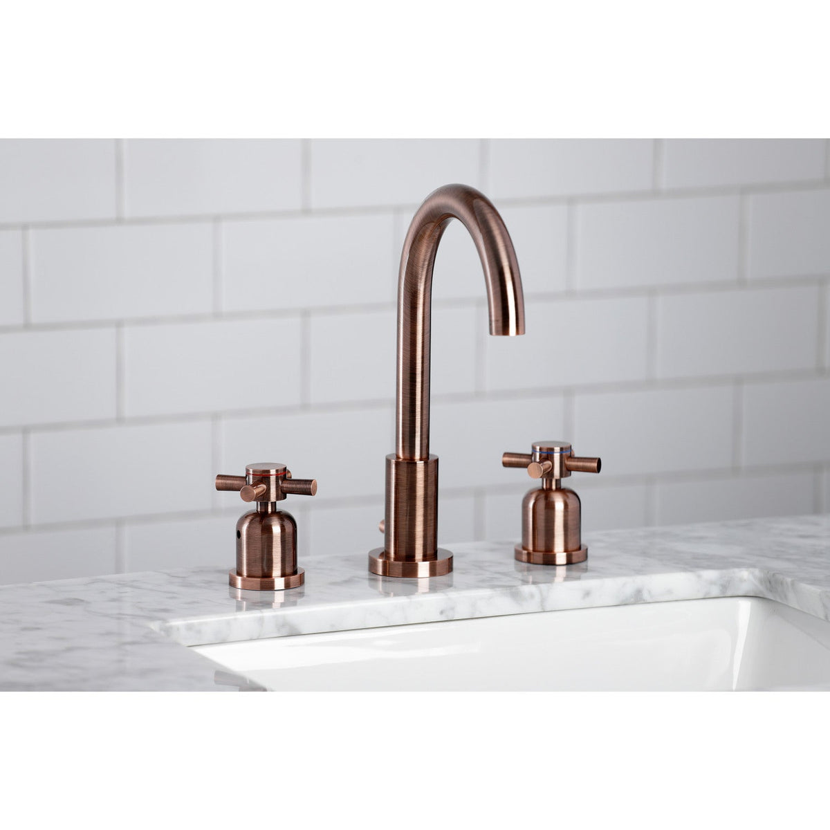 Concord Widespread Bathroom Faucet with Brass Pop-Up in Antique Copper