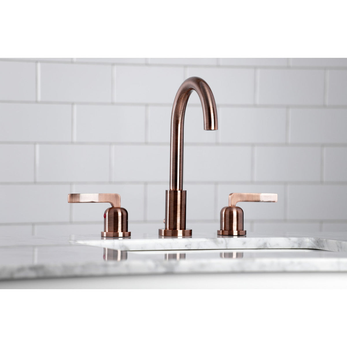 Centurion Widespread Bathroom Faucet with Brass Pop-Up in Antique Copper