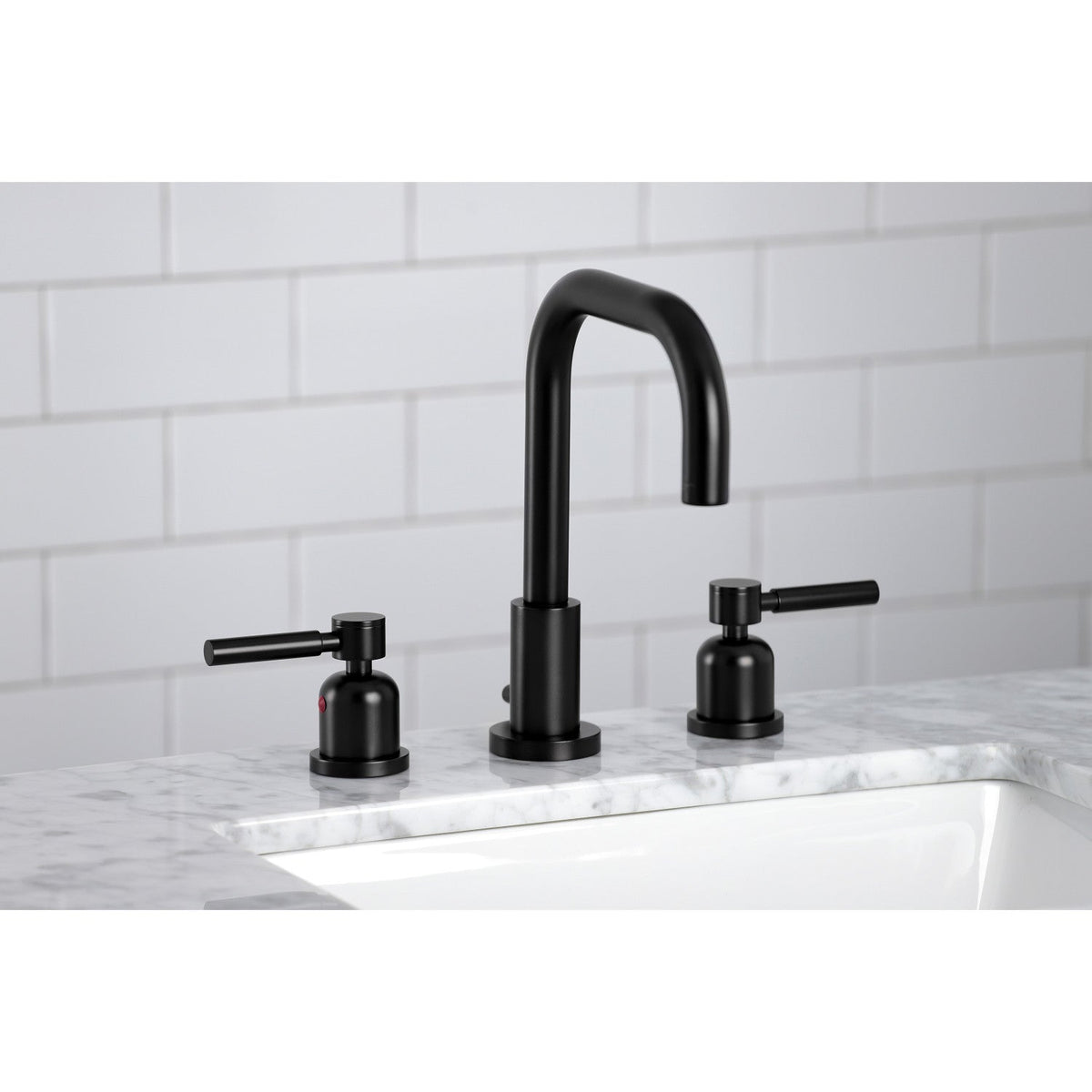 Concord Widespread Bathroom Faucet with Brass Pop-Up in Matte Black