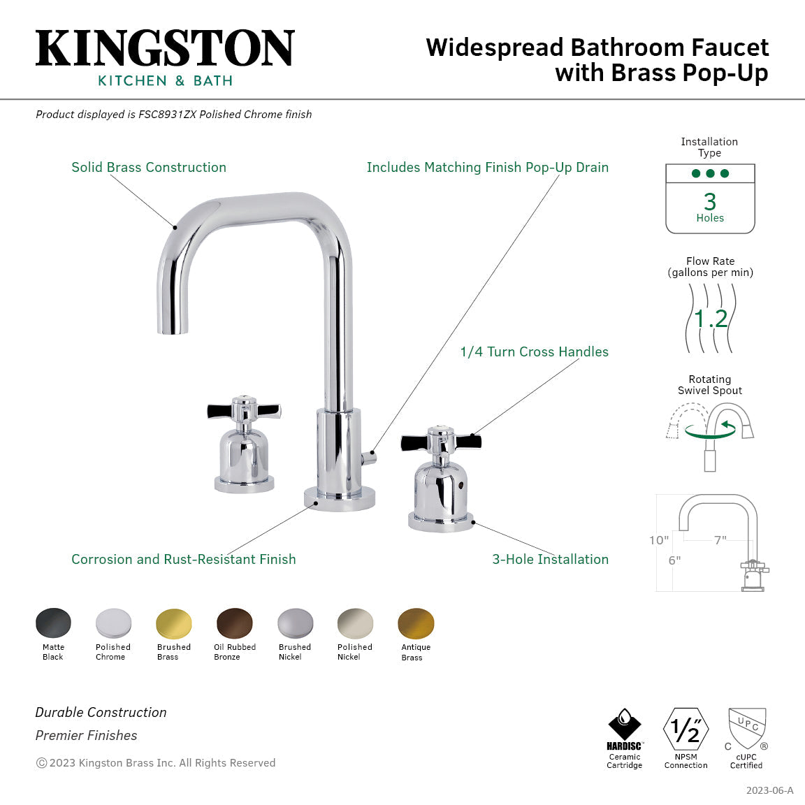 Millennium Widespread Bathroom Faucet with Brass Pop-Up in Polished Chrome