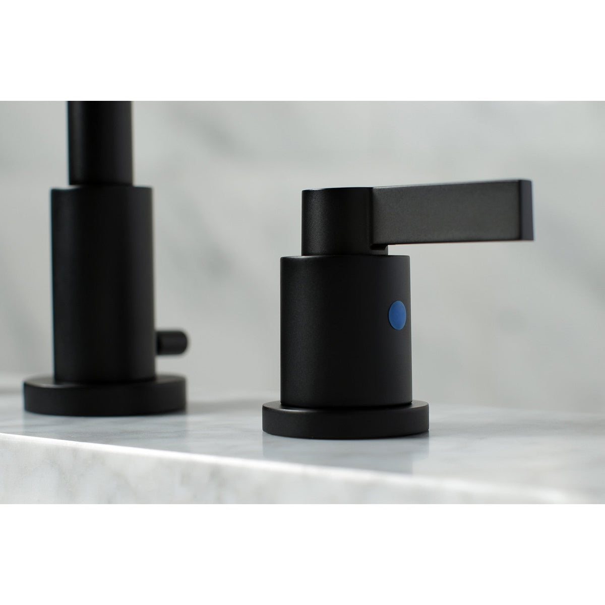 NuvoFusion Widespread Bathroom Faucet with Brass Pop-Up in Matte Black