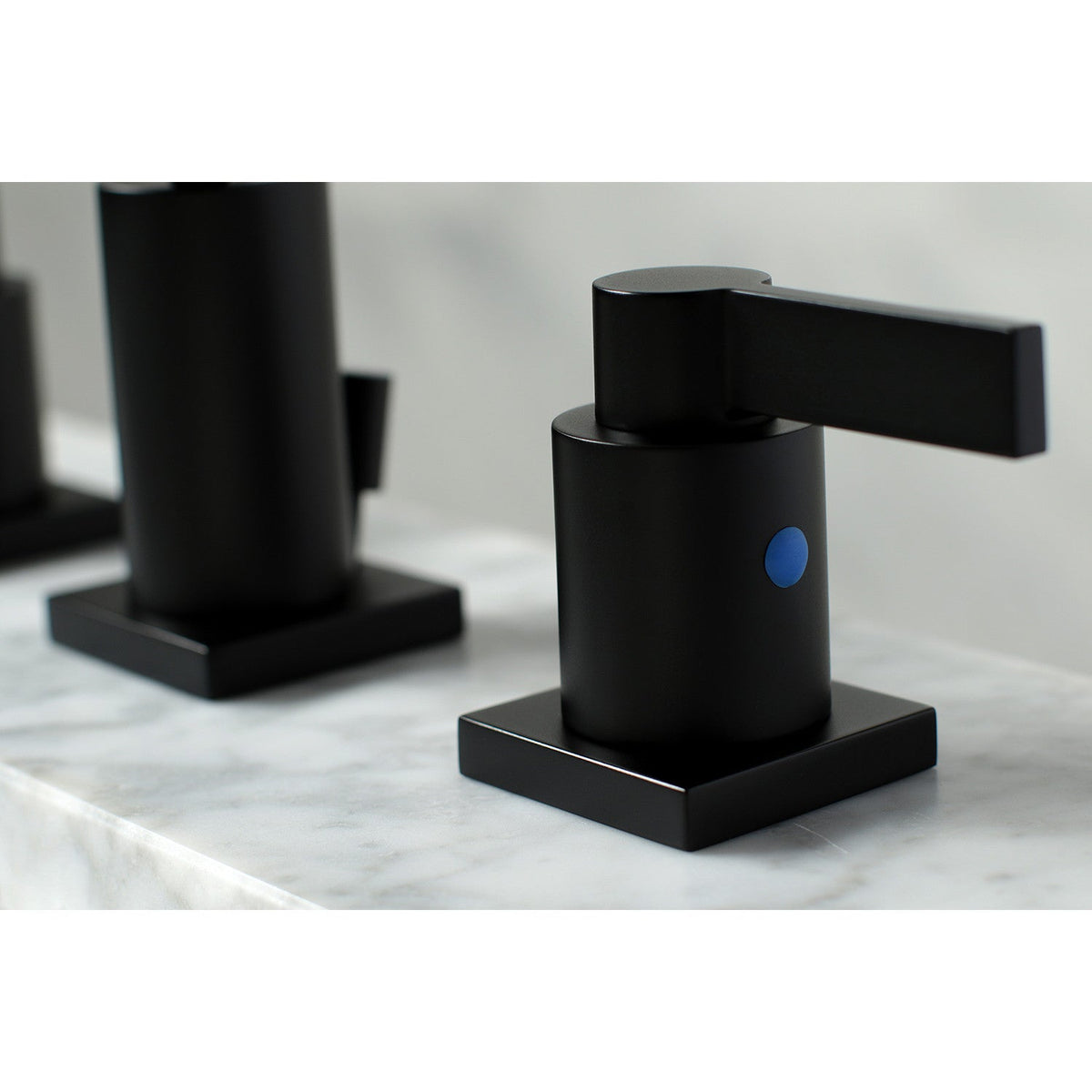 NuvoFusion Widespread Bathroom Faucet with Brass Pop-Up in Matte Black
